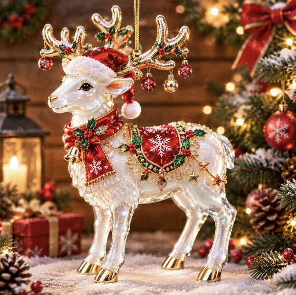 Elf Deer Party Festival 2D Acrylic Keychain Pendant – Christmas Hanging Ornament for Christmas Tree & Holiday Decor, 8cm Tall - Multi - Size B