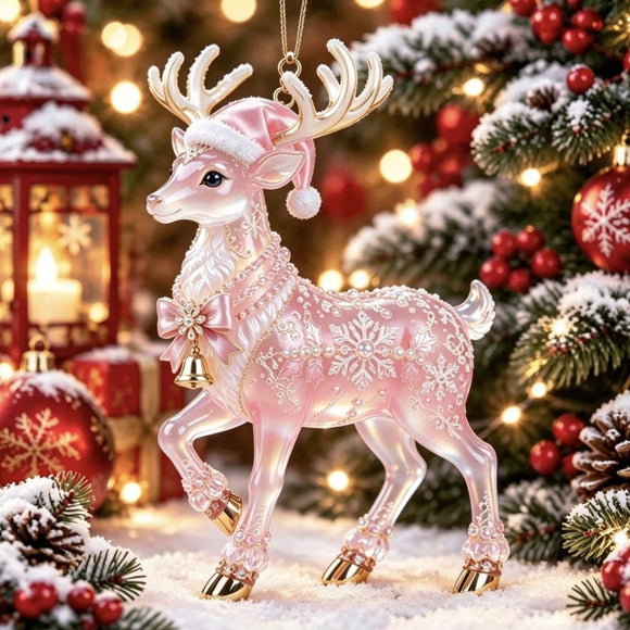 Elf Deer Party Festival 2D Acrylic Keychain Pendant – Christmas Hanging Ornament for Christmas Tree & Holiday Decor, 8cm Tall - Multi - Size E