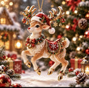 Elf Deer Party Festival 2D Acrylic Keychain Pendant – Christmas Hanging Ornament for Christmas Tree & Holiday Decor, 8cm Tall - Multi - Size E-3