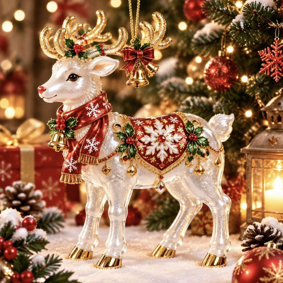 Elf Deer Party Festival 2D Acrylic Keychain Pendant – Christmas Hanging Ornament for Christmas Tree & Holiday Decor, 8cm Tall - Multi - Size E