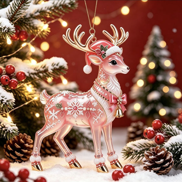 Elf Deer Party Festival 2D Acrylic Keychain Pendant – Christmas Hanging Ornament for Christmas Tree & Holiday Decor, 8cm Tall - Multi - Size G
