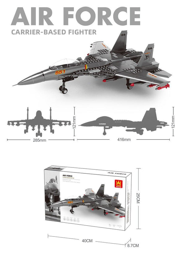 Christmas gift J-15 Carrier-Based Fighter Jet Building Blocks Set, 272 Pieces Military Aircraft Model Kit for Kids Aged 6+ & Enthusiasts（J15 carrier aircraft）