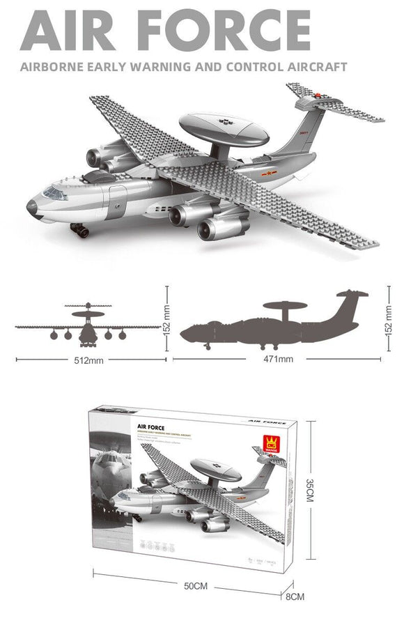 Christmas gift KJ2000 Airborne Early Warning Aircraft Building Blocks Set, 199 Pieces Military Model Kit for Kids Aged 6+ & Enthusiasts（KJ2000 early warning aircraft）
