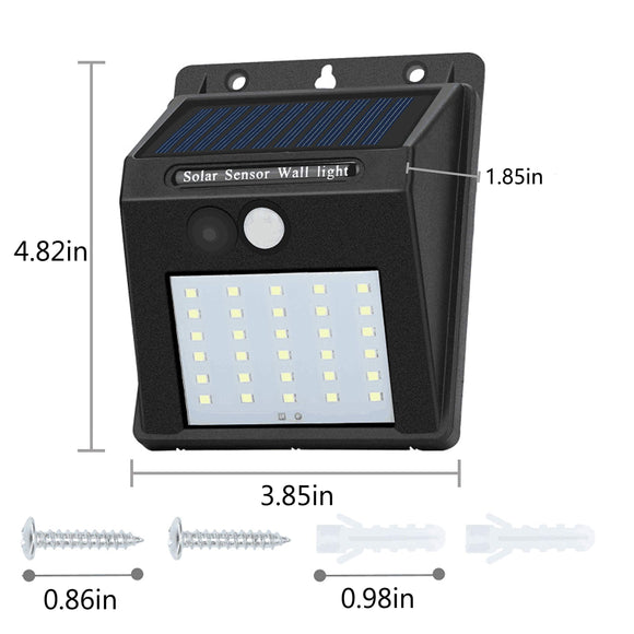 2Pack Solar Sensor Lights Outdoor with 30 LEDs – Wireless Waterproof Solar Motion Sensor Wall Lights for Fence, Patio, Deck, Yard & Garden, Motion Activated Auto On/Off(White)