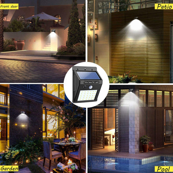 4Pack Solar Sensor Lights Outdoor with 30 LEDs – Wireless Waterproof Solar Motion Sensor Wall Lights for Fence, Patio, Deck, Yard & Garden, Motion Activated Auto On/Off(White)