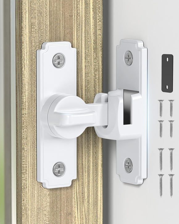 90/180 Degree Barn Door Lock, Safety Flip Lock, Adjustable Sliding Door Latch for Bathroom, Wardrobe, Bedroom & Garden Door, Spacers Included, 1Pack (silver)