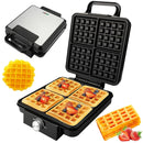 Waffle Makers & Irons, 1500W Waffle Machine with Double~sided Heating, Coating, Temperature Control, Led Light, Easy Clean(black)-1
