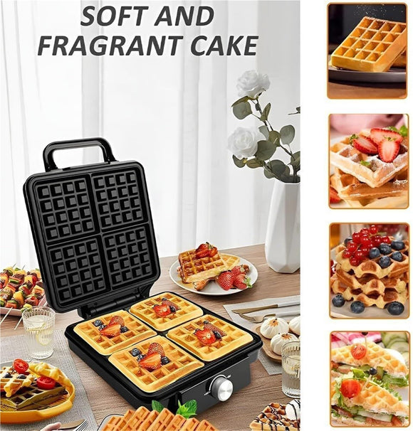 Waffle Makers & Irons, 1500W Waffle Machine with Double~sided Heating, Coating, Temperature Control, Led Light, Easy Clean(black)