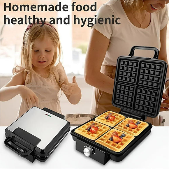 Waffle Makers & Irons, 1500W Waffle Machine with Double~sided Heating, Coating, Temperature Control, Led Light, Easy Clean(black)
