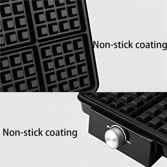 Waffle Makers & Irons, 1500W Waffle Machine with Double~sided Heating, Coating, Temperature Control, Led Light, Easy Clean(black)