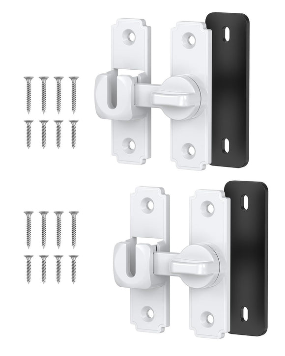 90/180 Degree Barn Door Lock, Safety Flip Lock, Adjustable Sliding Door Latch for Bathroom, Wardrobe, Bedroom & Garden Door, Spacers Included, 1Pack (black)