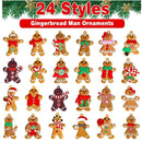24pcs Christmas Ornaments Cute Snowman Xmas Tree Decorations Santa Claus Plastic Figurines Ornaments with Sugar Cookie House for Christmas Tree Hanging Party DIY Decor 3 Inch Tall-1