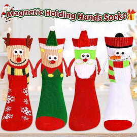 4 Pairs Christmas Socks, Crazy Holiday Hand Holding Socks Funny Christmas Stocking Stuffers - 0