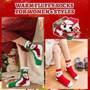 Christmas Socks - 6 Pairs Cozy Warm Fluffy Plush Bed Socks for Women, Girls - Cute Coral Fleece Xmas Indoor-4