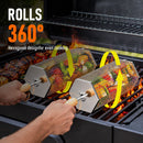 Rolling Grill Basket with Removable Handle, 304 Stainless Steel BBQ Grilling Basket for Vegetables, Fish, Shrimp & Meat-7