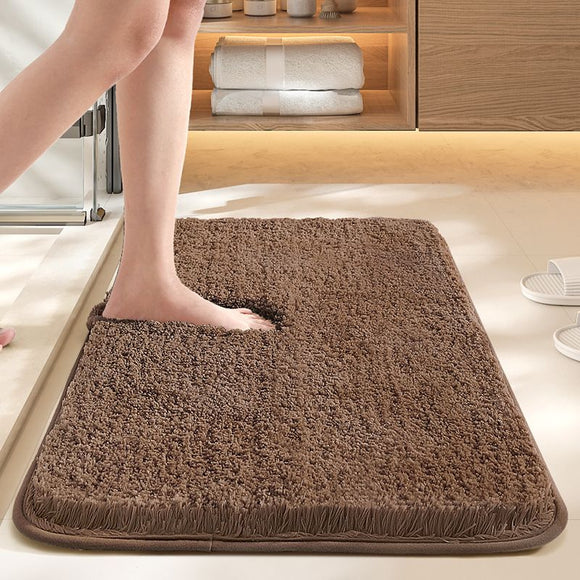 Ultra-soft and absorbent bathroom mat | 3.5cm thick, antibacterial and non-slip TPR material, machine washable, quick-drying, suitable for showers, bathtubs and entryways (brown,15.75*23.62in)
