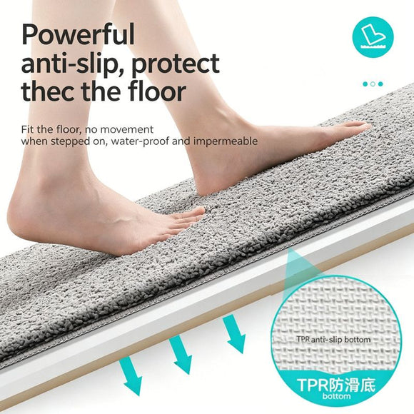 Ultra-soft and absorbent bathroom mat | 3.5cm thick, antibacterial and non-slip TPR material, machine washable, quick-drying, suitable for showers, bathtubs and entryways (brown,15.75*23.62in)