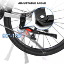 Single Adjustable Bicycle Kickstand - Suitable for 22'' to 17'' - Single Bicycle Stand - Side Stand - Aluminum Stainless Steel - Sturdy Wide Base - Easy to Install - Universal - Black - Bicycle, E-Bike, City Bike & Mountain Bike - With Hex Wrench-2