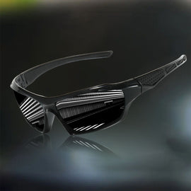 Polarized Sports Sunglasses for Men, Wrap Around UV Protection for Cycling, Fishing Driving Outdoor Activities, Windproof Mountaineering, Black - 0