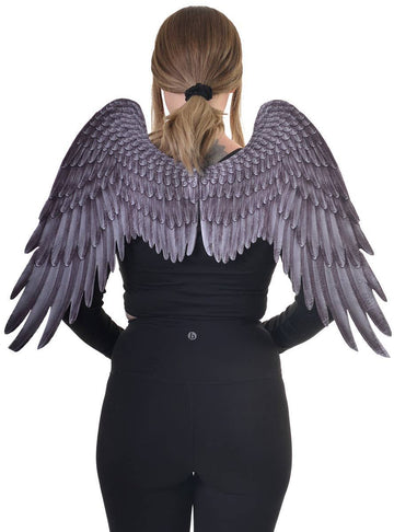Feather Print Black and Grey Angel Costume Wings
