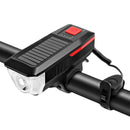 Bike Horn Headlight Solar/USB Dual Charging Bike Horn Light High Brightness Bike Headlight Waterproof Bike Horn Light Ideal for Mountain and Road Night Riding Essential Gear for Night Cycling-1