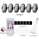 6PCS Wireless LED Lights for Car with Remote Control, Halloween Wireless LED Strobe Lights 8 Colors USB IP65 Waterproof Anti-Collision Warning Light for Car Interior Truck Drone Aircraft Bike-1