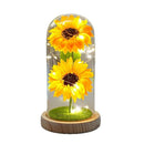 Sunflower Gift for Women,Sun Flowers Home Decor,Preserved Sunflower Bouquet in Glass Dome,Birthday Gifts for Her Mom-1