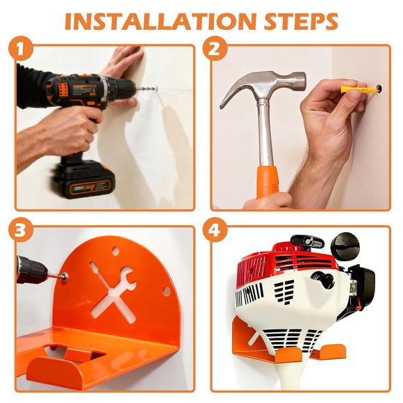 Trimmer Rack Wall Mount - Heavy Duty Wall Hanger for Grass Trimmer Garden Tools Chainsaw Hedge Trimmer 1 Pack Orange（D model）