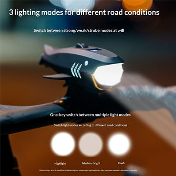 Bike Horn with Light,120dB Electric Bicycle Bell & Rechargeable Headlight, IPX4 Waterproof Kids Bike Accessories for Boys/Girls, Scooters - 0