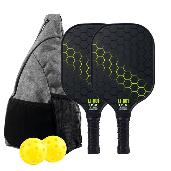 Purple Pickleball Set with 2 Paddles-2 Balls And Triangular Carry Bag