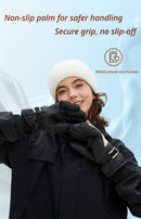 Winter Self-Heating Windproof Touchscreen Gloves-Beige Black-3