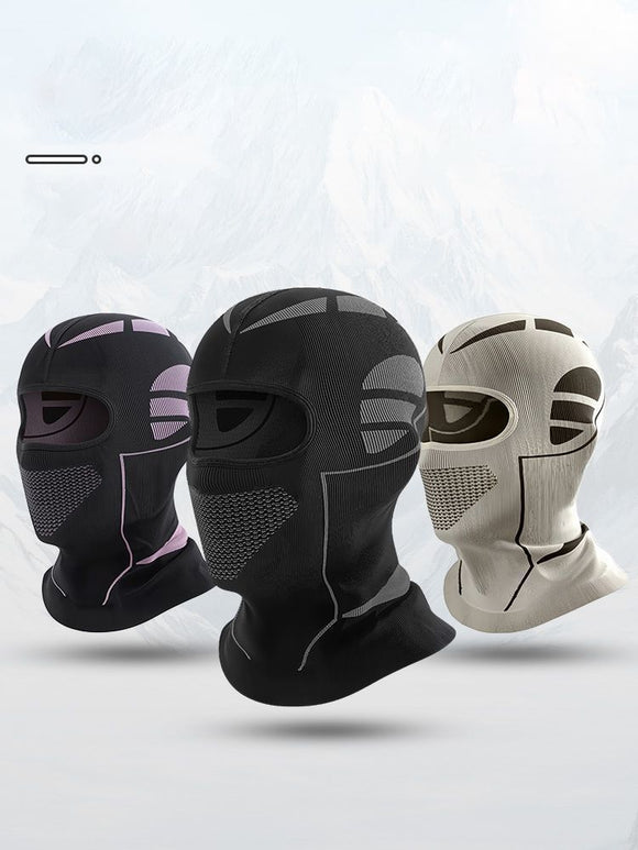 Black and White Unisex Windproof Ski Balaclava, Thermal Neck Gaiter & Motorcycle Face Mask