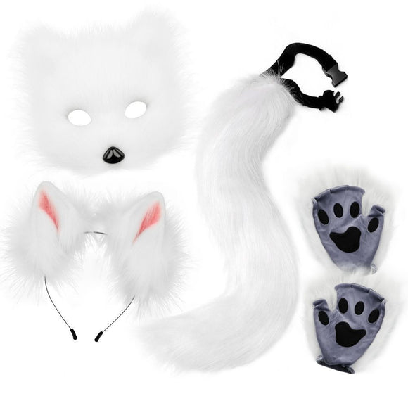 Furry Fox Costume Set for Cosplay - White
