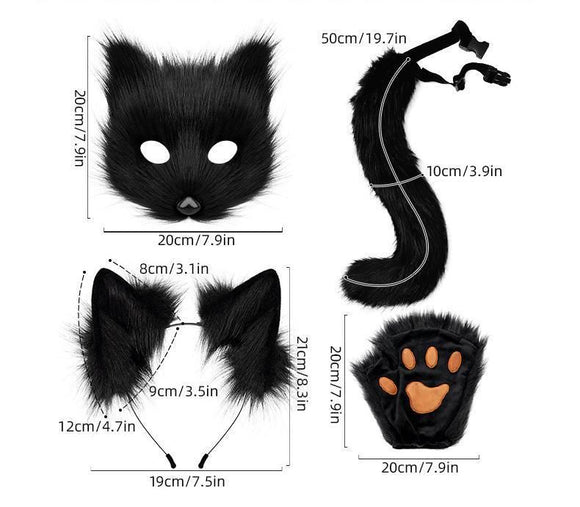 Furry Fox Costume Set for Cosplay - Reddish Brown