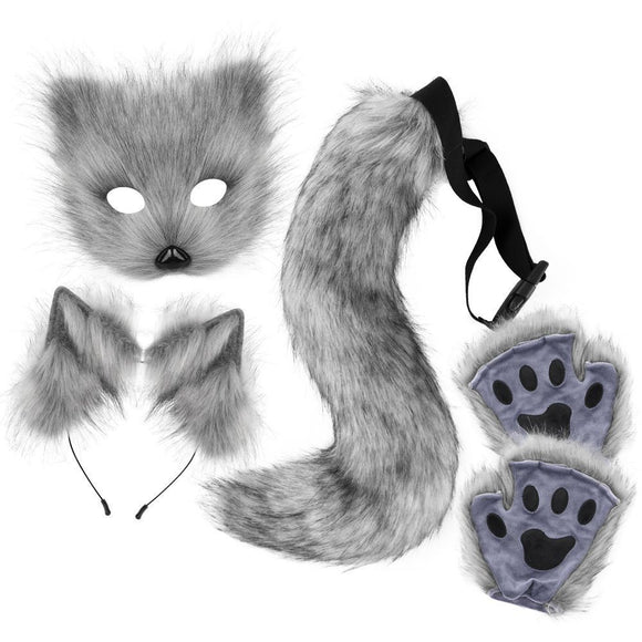 Furry Fox Costume Set for Cosplay - Dark Grey