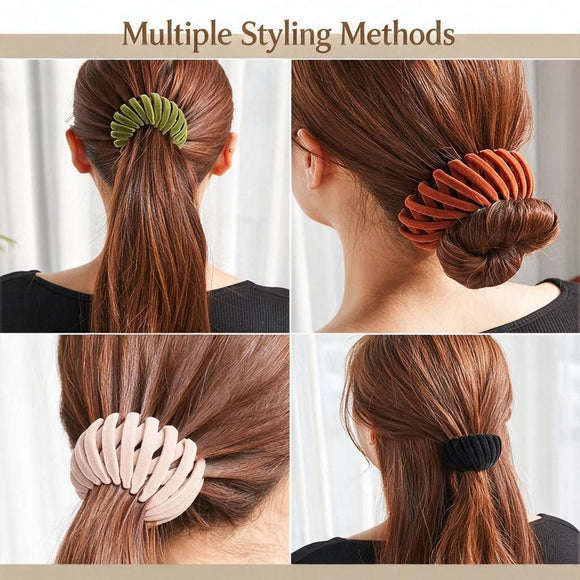 Women's Quick Updo Hair Clutch Clip Velvet Bun Accessory for High Ponytail Wine Red 1pc Xmas Gift