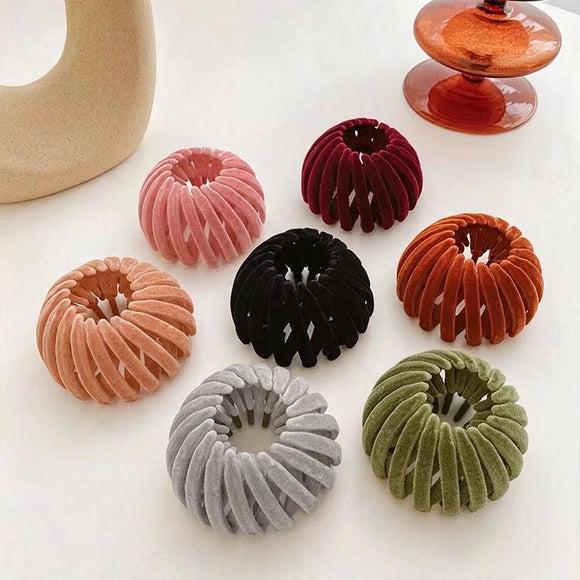 Rust Camel Velvet Spiral Bun Wrap Hair Coil for Thick Hair Lazy Updo Styling Women's Hair Accessory 1pc Halloween