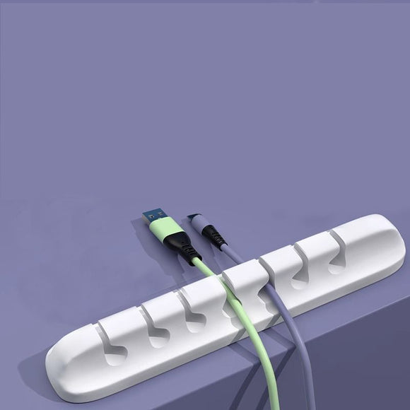 7‑Hole White Cable Management Clips 3Pcs Desktop Wire Fixer Data Charging Cord Organizer, Space‑Saving Desk Accessory Christmas Present For Colleague