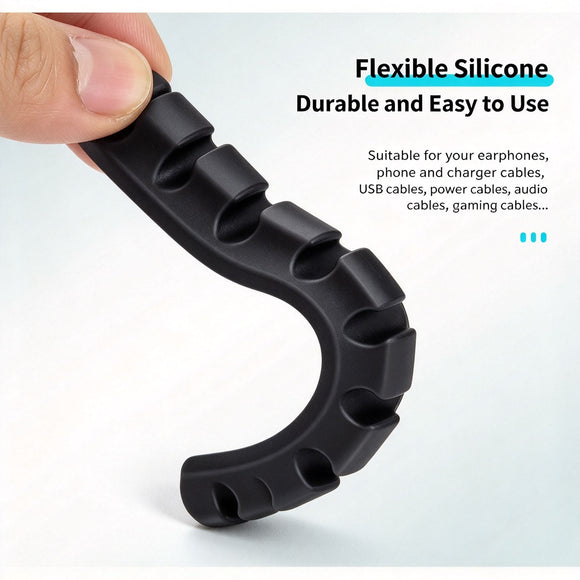 Black 3‑Hole Desktop Cable Organizer 3Pcs Cord Clamp Charging Wire Holder, Desktop Cable Fixer Neat Arrangement Gadget Halloween Office Supply Gift