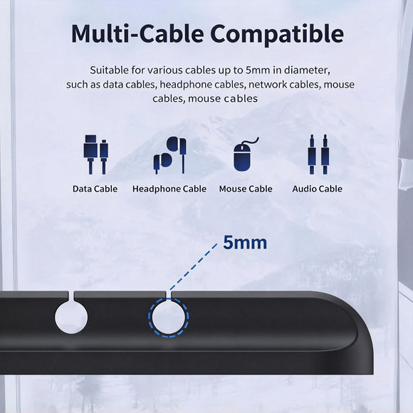 Black 7‑Hole Desktop Wire Organizer 3Pcs Cable Clamp For Phone Charging Data Line, Desk Cord Arrangement Accessory Holiday Surprise Gift