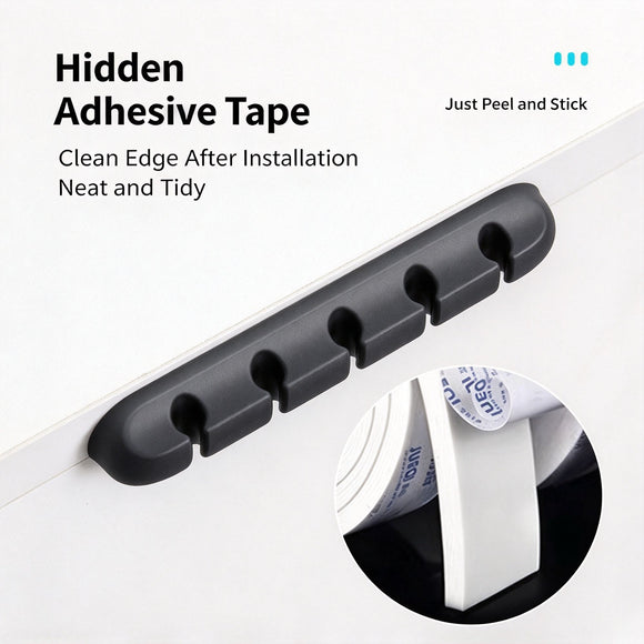 White Mixed 3+5+7 Hole Cable Organizer Clips 3Pcs Desktop Charging Data Cord Holder, Multi‑Specification Wire Fixer Halloween Christmas Desk Gift