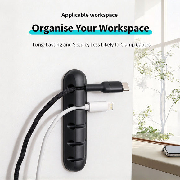 White Mixed 3+5+7 Hole Cable Organizer Clips 3Pcs Desktop Charging Data Cord Holder, Multi‑Specification Wire Fixer Halloween Christmas Desk Gift