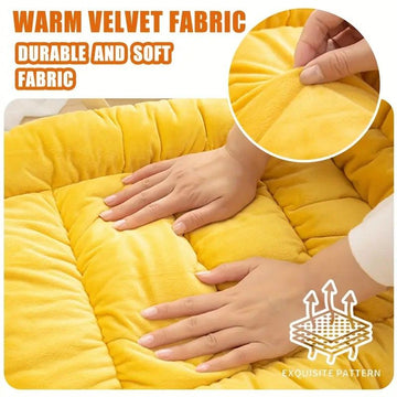 Winter Thick Fleece Seat & Back Cushion Set - 90cm Sofa Office Chair Warmer （sandy beige） - 0