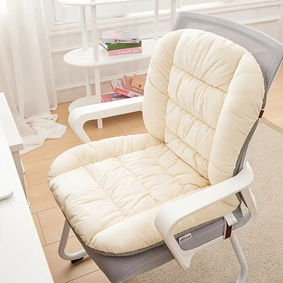 Winter Thick Fleece Seat & Back Cushion Set - 90cm Sofa Office Chair Warmer （wine red）