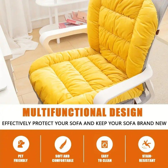 Winter Thick Fleece Seat & Back Cushion Set - 90cm Sofa Office Chair Warmer （dark green）