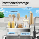 No Drill 360° Rotating Drain Sponge Holder with Tray Kitchen Sink Organizer(WHITE)-9
