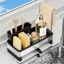 No Drill 360° Rotating Drain Sponge Holder with Tray Kitchen Sink Organizer AU(BLACK)-12