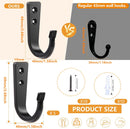 5 Large Size Heavy Duty Wall Hooks, Coat Hooks for Hanging Pans, Backpacks, Coats, Garage Items (Black)-2