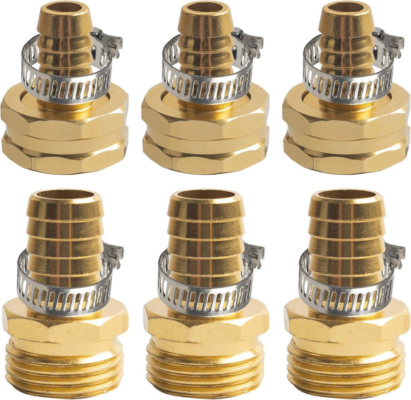 Hose Repair Connectors with Claps, 5/8" Aluminum Garden Hose Repair Kit, Female and Male Hose Connectors & Fitting with Stainless Steel Clamp, 3 pack