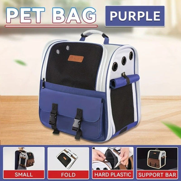 Cat Backpack Carrier - Lightweight, Foldable, Shape-Retaining Travel Bag for Cats and Small Dogs up to 8kg(Milk coffee color)
